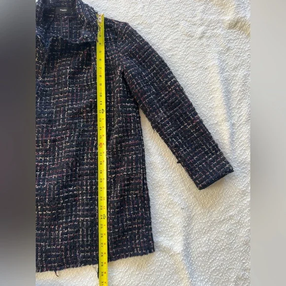 Theory Clairene RB Bouclé Tweed Coat - Multi-Color Blue/Red/Cream - Small